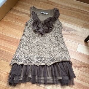 Elegant Brown Lace Dress